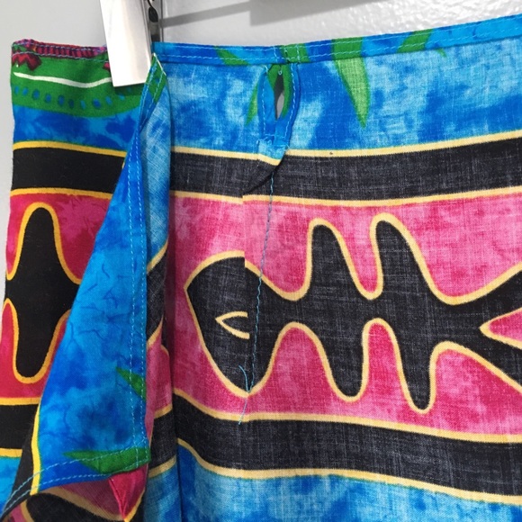 Beach Coverup Wrap Skirt Blue Tie-Dye Rayon NWOT - Picture 7 of 8